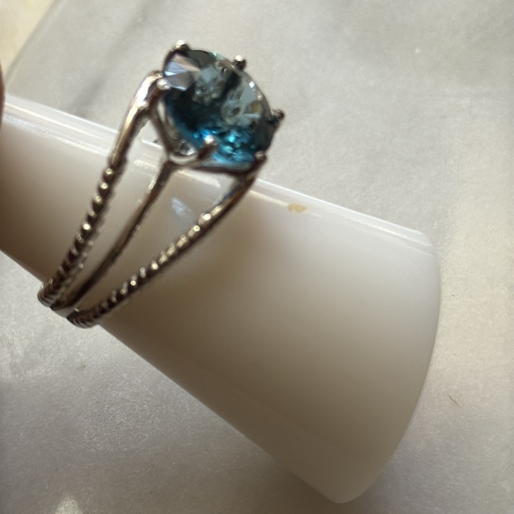 Silver Ring With Deep Blue Gemstone - image 1